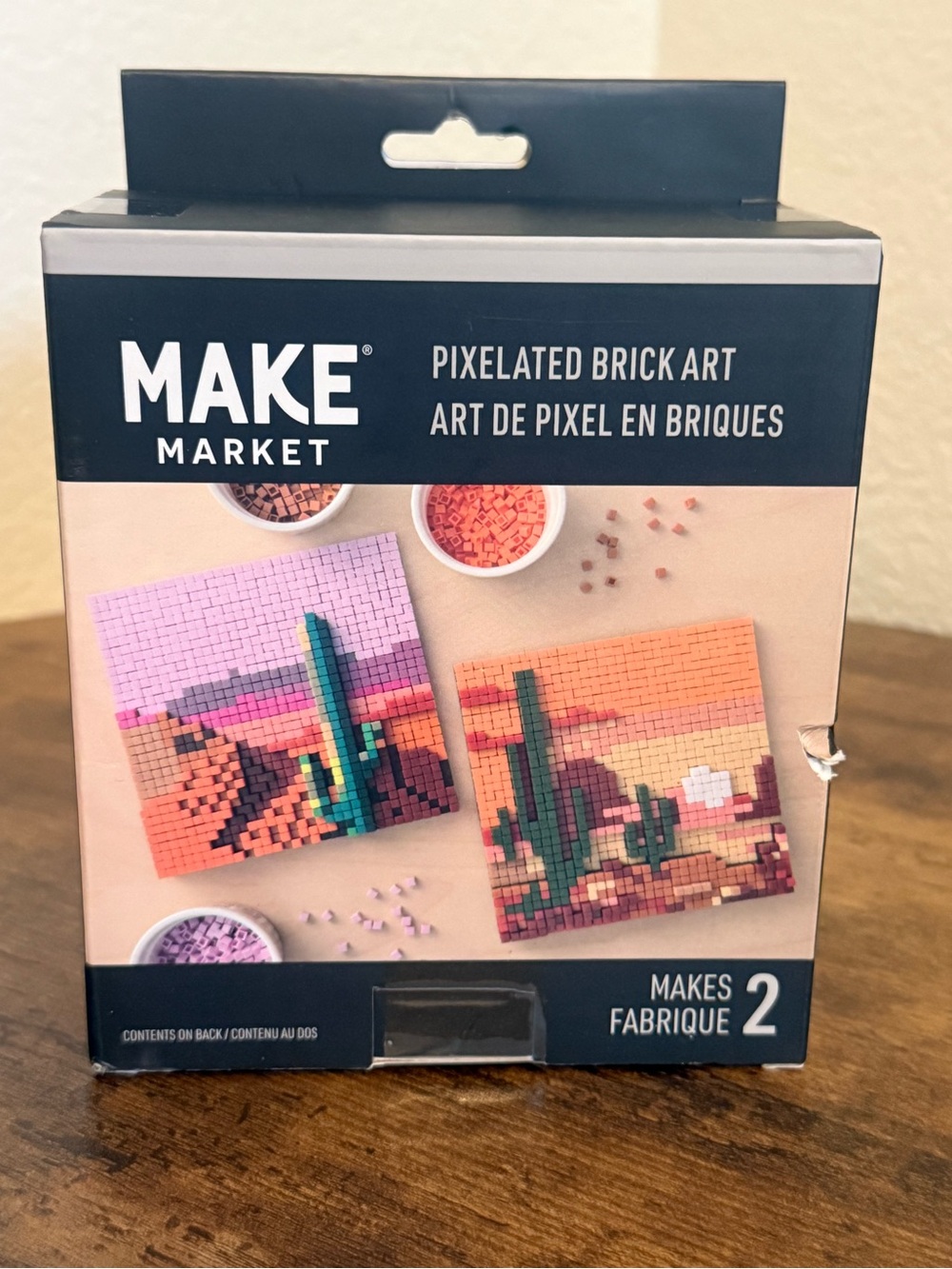 Makers Market Pixelated Brick Art Kit - Green, Pink, Orange
